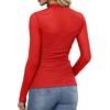 image:imageWomens Sexy Mesh Long Sleeve Shirts Fashion Clothing Turtle Necks Sheer Ruched Going Out Tops Fall Outfits Slim Fit BlousesRed