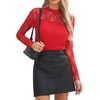 image:imageWomens Sexy Mesh Long Sleeve Shirts Fashion Clothing Turtle Necks Sheer Ruched Going Out Tops Fall Outfits Slim Fit BlousesRed2