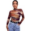 image:imageWomens Sexy Mesh Long Sleeve Shirts Fashion Clothing Turtle Necks Sheer Ruched Going Out Tops Fall Outfits Slim Fit BlousesTiedye1