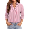image:imageWIHOLL 34 Length Sleeve Womens Tops Dressy V Neck Collared Shirts Business Casual Work Blouses Fall Vacation Outfits 2026Bpink Stripes
