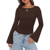 image:imageWIHOLL Early Fall Fashion 2026 Bell Long Sleeve Going Out Y2k Tops Brown XL