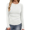 image:imageWIHOLL Long Sleeve Shirts for Women Fall Fashion Thermal Shirts Rib Knit Winter Clothing Warm Undershirts Basic TShirts0white