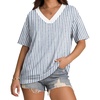 image:imageWIHOLL Oversized Tshirts for Women 2026 Summer Tops Short Sleeve V Neck Shirts Basic TeeStripes