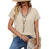 image:imageWIHOLL Summer Tops for Women 2026 Dressy Casual Short Sleeve Shirts Business Casual T Shirts Beach Vacation ClothesBeige Waves
