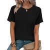 image:imageWIHOLL Summer Tops for Women 2026 Trendy Short Sleeve Shirts Crew Neck Tops Curved Hem Fashion ClothingBlack