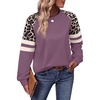 image:imageWIHOLL Sweatshirts for Women Crewneck Long Sleeve Loose Fit Tops Color Block Fashion 2026Purple Leopard