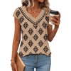 image:imageWIHOLL Tank Tops for Women Summer Shirts V Neck TShirts Beach Vacation Clothe Boho Sleeveless Basic Tees Fashion Clothing1khaki Ethnic Floral