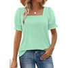 image:imageWIHOLL Tops for Women Summer Casual Ruffle Trim Sleeve Square Neck T Shirts1aqua