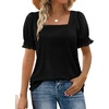 image:imageWIHOLL Tops for Women Summer Casual Ruffle Trim Sleeve Square Neck T Shirts1black
