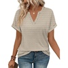 image:imageWIHOLL Womens Blouses Spring Tops Short Sleeve Shirts Dressy Casual Summer Vacation Fashion Clothing 2026Beige Labyrinth