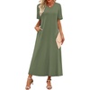 image:imageWIHOLL Womens Maxi Dresses V Neck Vacation Beach Sundresses Floral Travel Summer DressPlain Green