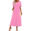 image:imageWIHOLL Womens Maxi Dresses V Neck Vacation Beach Sundresses Floral Travel Summer DressPlain Pink