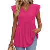 image:imageWIHOLL Womens Summer Tops 2026 Babydoll Shirts Ruffle Sleeve Spring Outfits Dressy Casual BlousesHot Pink