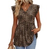 image:imageWIHOLL Womens Summer Tops 2026 Babydoll Shirts Ruffle Sleeve Spring Outfits Dressy Casual BlousesLeopard