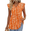 image:imageWIHOLL Womens Summer Tops 2026 Babydoll Shirts Ruffle Sleeve Spring Outfits Dressy Casual BlousesOrange Pattern