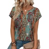 image:imageWIHOLL Womens Summer Tops 2026 Cap Short Sleeve Shirts V Neck Tshirts Spring Blouses Beach Vacation ClothesPrint 01