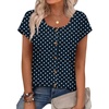 image:imageWIHOLL Womens Summer Tops Cap Short Sleeve Shirts Button Down Blouses U Neck T Shirts Fashion ClothingNavy Polka Dot