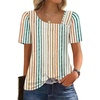 image:imageWIHOLL Womens Summer Tops Short Sleeve Shirts Square Neck Spring Outfits 2026 Fashion Clothing BlousesStripes Orange