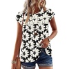 image:imageWIHOLL Womens Summer Tops Trendy 2026 Lace Crochet Cap Short Sleeve Shirts Crew Neck T Shirts Casual Loose BlousesThe Floral Beige