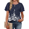 image:imageWIHOLL Womens Summer Tops Trendy Ruffle Sleeve Shirts Casual Chiffon Blouses Beach Vacation ClothesNavy Floral