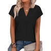 image:imageWIHOLL Womens Summer Tops V Neck T Shirts Cap Sleeve Business Casual Outfits Loose Fit Beach Vacation Clothes Basic Tees0black