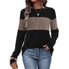 image:imageWIHOLL Womens Sweaters Trendy Color Block Tops Long Sleeve Shirts Fall Outfits Early Fall Fashion 2026 Winter ClothingCoffee