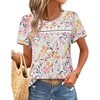image:imageWIHOLL Womens Tops Boho Summer Outfits 2026 Short Sleeve Shirts with Lace Beach Vacation Clothes Casual S3XL1pink Floral