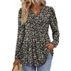 image:imageWIHOLL Womens Tops Long Sleeve Fall Shirts Babydoll Peplum Tops for Women V Neck Tunic Dressy Casual BlousesBlack Floral