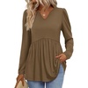 image:imageWIHOLL Womens Tops Long Sleeve Fall Shirts Babydoll Peplum Tops for Women V Neck Tunic Dressy Casual BlousesBrown
