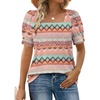 image:imageWIHOLL Womens Tops Summer Short Sleeve Shirts Square Neck Spring Outfits 2026 Fashion Clothing BlousesBoho Stripes