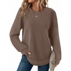 image:imageWIHOLL Womens Waffle Knit Tunic Tops Fall Long Sleeve Shirts Curved HemAcoffee
