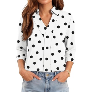 image:imageWIHOLL 34 Length Sleeve Womens Tops Dressy V Neck Collared Shirts Business Casual Work Blouses Fall Vacation Outfits 2026Polka Dots