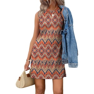 image:imageWIHOLL Casual Dresses for Women Crewneck Sleeveless Tank Dress Summer Spring Boho Vacation ClothesFloral Bohemian