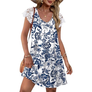 image:imageWIHOLL Dresses for Women Summer Casual Wedding Guest Dress Lace Short Sleeve Cute Sundresses Fashion Beach Vacation Clothes1ethnic Floral