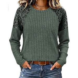 image:imageWIHOLL Long Sleeve Shirts for Women Raglan Leopard Print Tops Fall OutfitsGreen