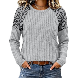image:imageWIHOLL Long Sleeve Shirts for Women Raglan Leopard Print Tops Fall OutfitsLight Grey