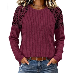 image:imageWIHOLL Long Sleeve Shirts for Women Raglan Leopard Print Tops Fall OutfitsMaroon