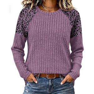 image:imageWIHOLL Long Sleeve Shirts for Women Raglan Leopard Print Tops Fall OutfitsPurple
