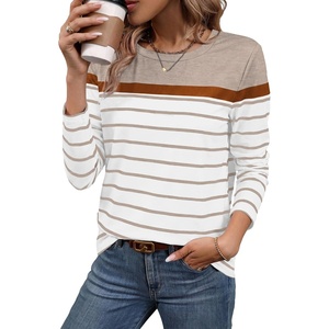 image:imageWIHOLL Long Sleeve Shirts for Women Stripe Tops Fall Fashion Outfits 2026Beige