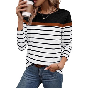 image:imageWIHOLL Long Sleeve Shirts for Women Stripe Tops Fall Fashion Outfits 2026Black