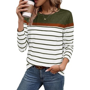 image:imageWIHOLL Long Sleeve Shirts for Women Stripe Tops Fall Fashion Outfits 2026Green