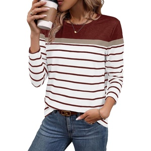 image:imageWIHOLL Long Sleeve Shirts for Women Stripe Tops Fall Fashion Outfits 2026Red