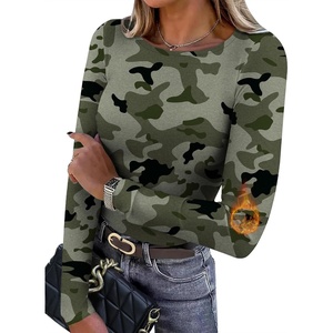 image:imageWIHOLL Long Sleeve Thermal Shirt for Women Light Fleece Tops Fall 2026 Crew Neck Casual Basic TShirtsPrint 01