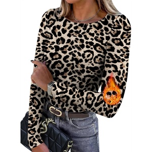 image:imageWIHOLL Long Sleeve Thermal Shirt for Women Light Fleece Tops Fall 2026 Crew Neck Casual Basic TShirtsPrint 02