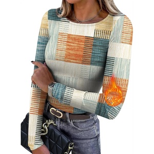 image:imageWIHOLL Long Sleeve Thermal Shirt for Women Light Fleece Tops Fall 2026 Crew Neck Casual Basic TShirtsPrint 06