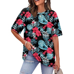 image:imageWIHOLL Oversized Tshirts for Women Summer Tops Short Sleeve T Shirts Beach Vacation Clothes Travel Outfits Fashion 2026Hawaiian Print
