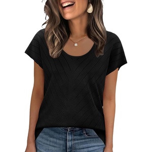 image:imageWIHOLL Short Sleeve Sweater for Women Scoop Neck Trendy Summer Tops 2026 Travel Business Casual Outfits