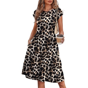 image:imageWIHOLL Summer Dresses for Women 2026 Cap Sleeve Casual Sundresses Floral Tiered Swing Fashion Beach Vacation Dress02  Leopard Print