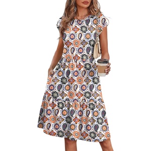 image:imageWIHOLL Summer Dresses for Women 2026 Cap Sleeve Casual Sundresses Floral Tiered Swing Fashion Beach Vacation Dress02  Paisley Print