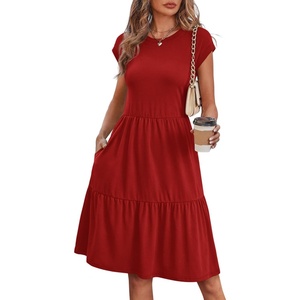 image:imageWIHOLL Summer Dresses for Women 2026 Cap Sleeve Casual Sundresses Floral Tiered Swing Fashion Beach Vacation Dress03  Red